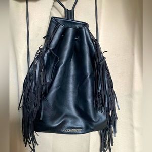 Victoria’s Secret | Faux Leather Fringe Backpack (Black)